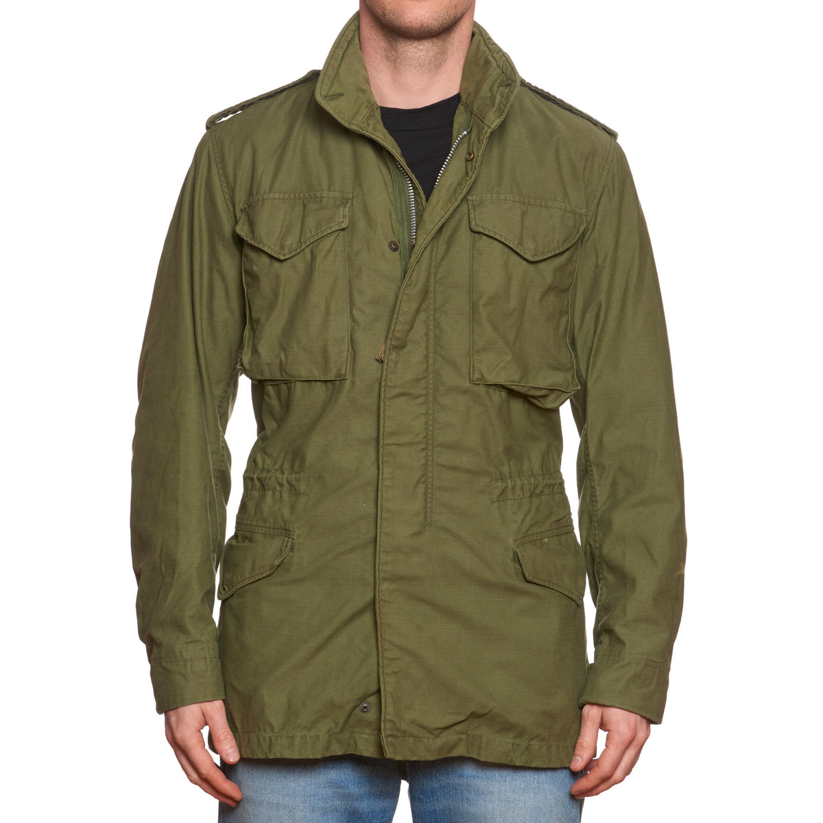 Vintage M-65 Olive Military Field Jacket S Long 1971 Aluminium Zipper