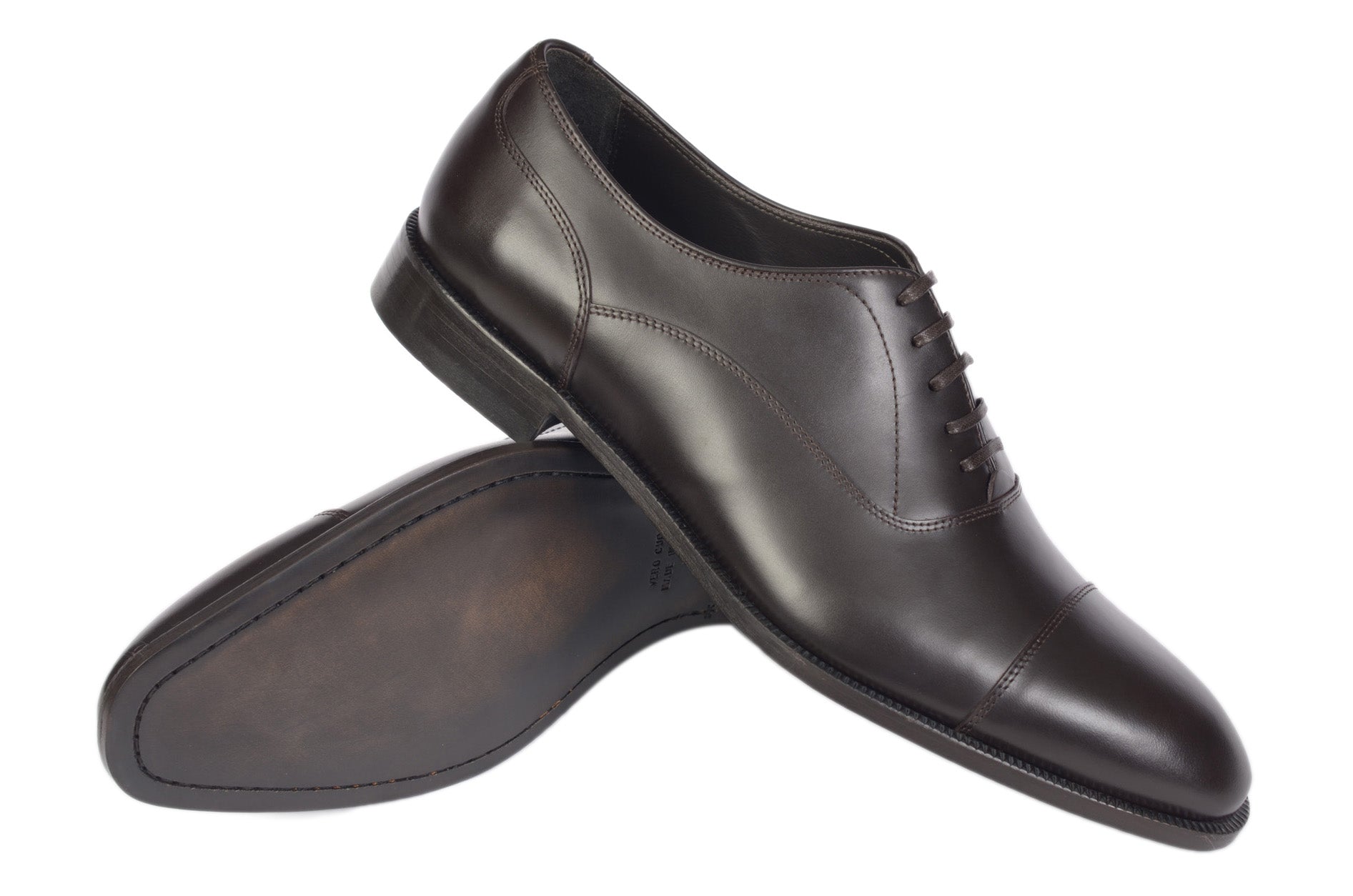 CANALI 1934 Dark Brown Calf Leather Balmoral Oxford Dress Shoes EU 40 NEW US 7 CANALI