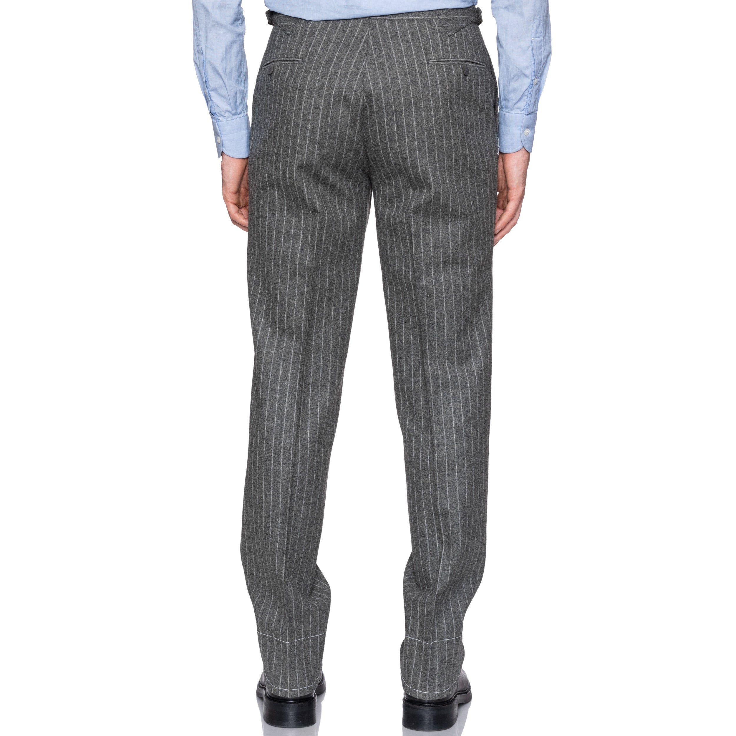 CESARE ATTOLINI Gray Striped Lambswool Cashmere Flannel Soft Suit 52 NEW US 42 CESARE ATTOLINI