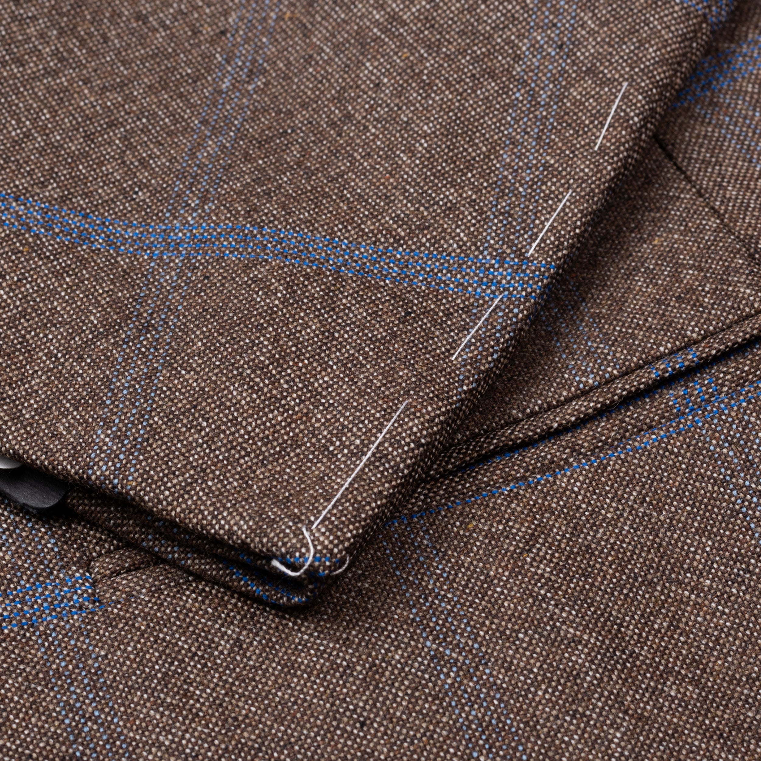 Sartoria CESARE ATTOLINI Brown Windowpane Wool-Angora Suit EU 48 NEW US 38