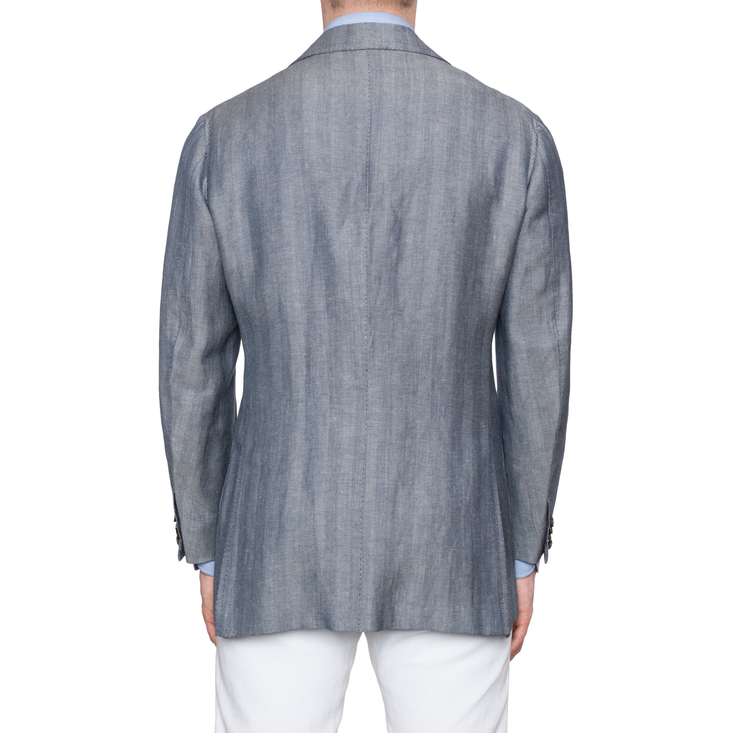 CESARE ATTOLINI Blue Gray Herringbone Wool Linen Unlined Blazer Jacket 50 NEW 40