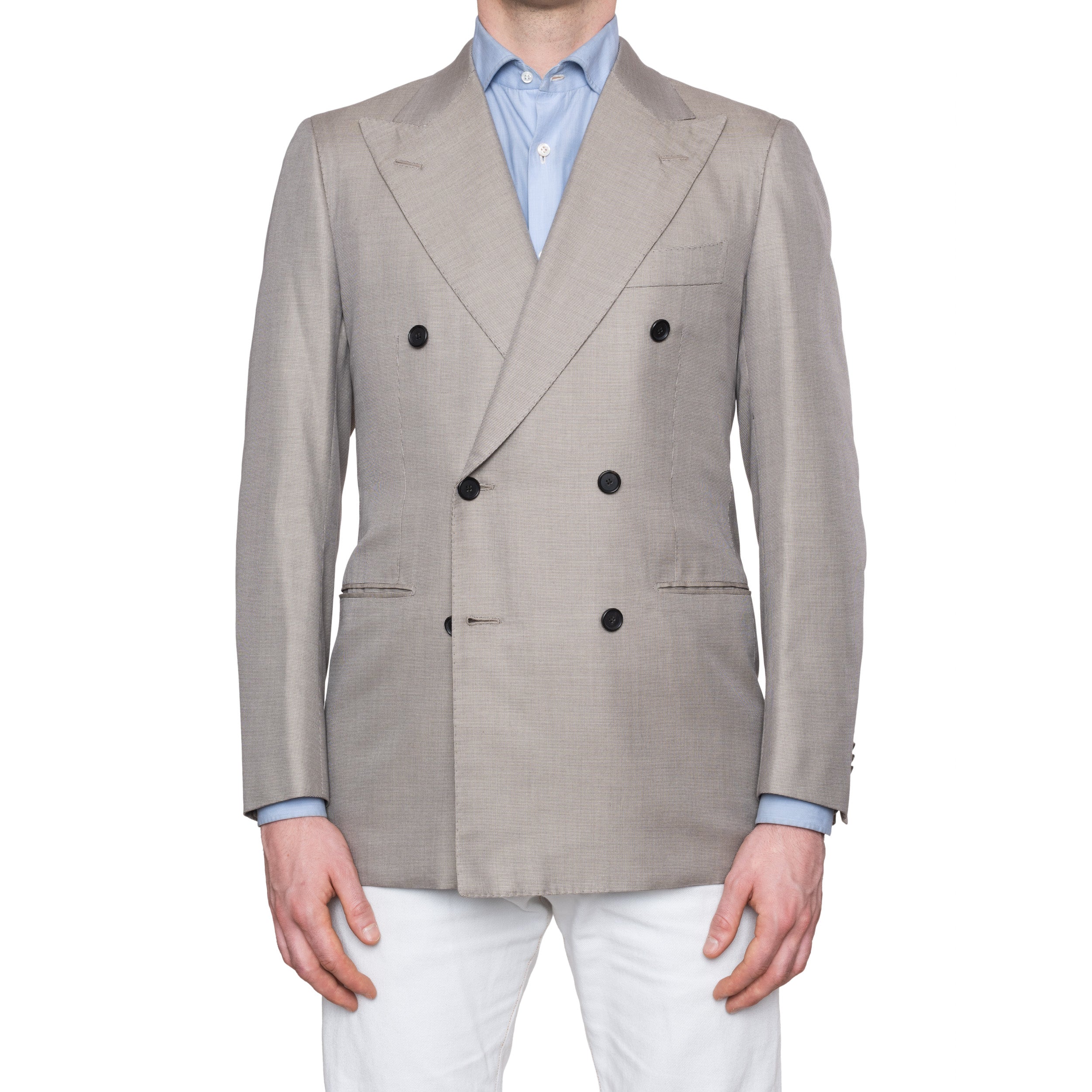 CESARE ATTOLINI Napoli Gray Cotton Silk Double Breasted Blazer Jacket NEW CESARE ATTOLINI