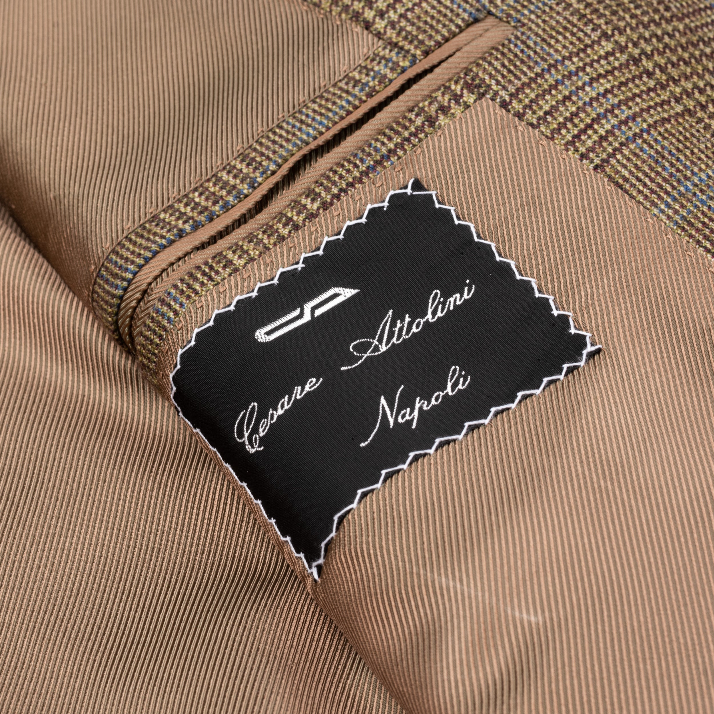 CESARE ATTOLINI Olive Prince of Wales Wool Cashmere Blazer Jacket 50 NEW US 40 CESARE ATTOLINI