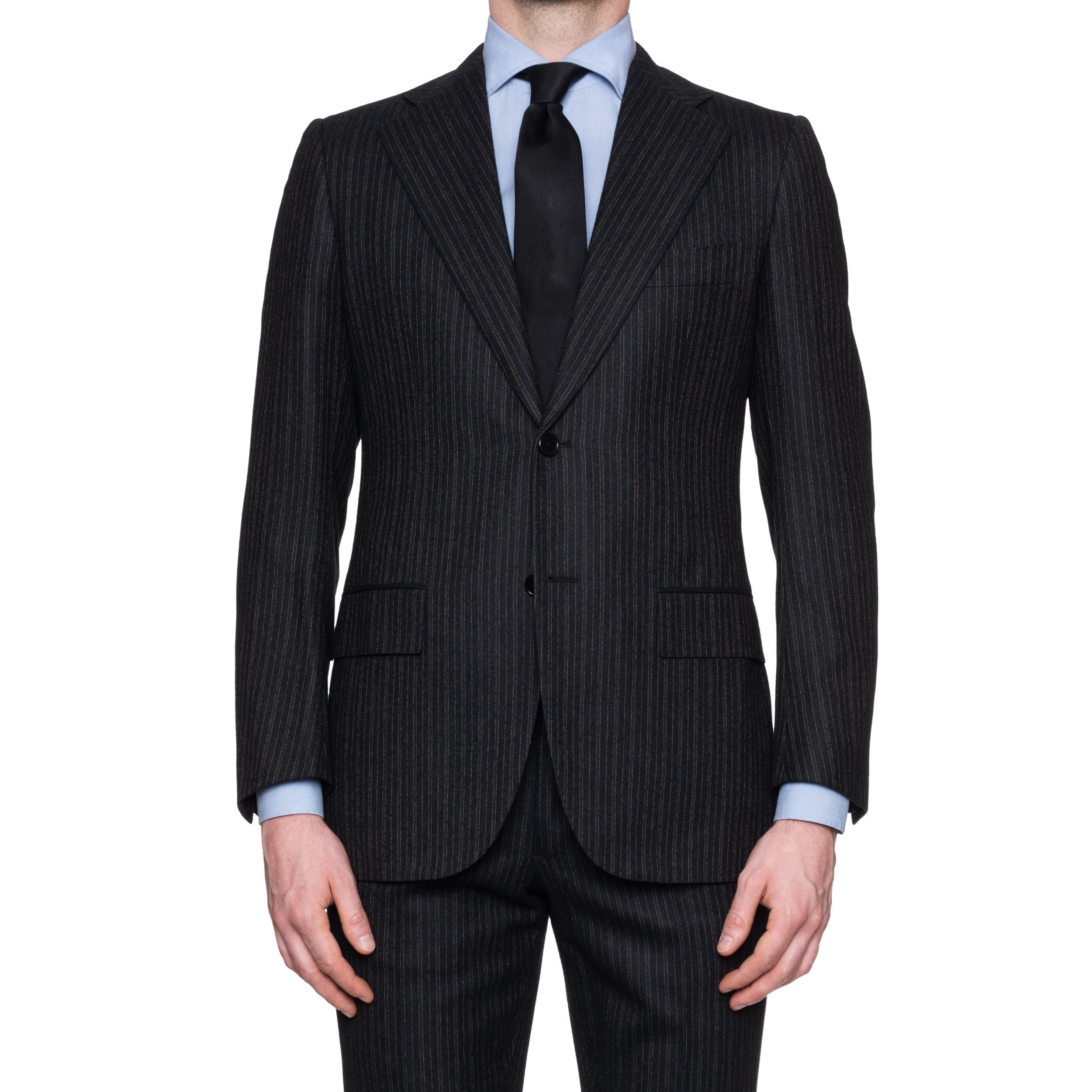 CESARE ATTOLINI Napoli Handmade Gray Striped Wool Suit EU 48 NEW US 38 CESARE ATTOLINI