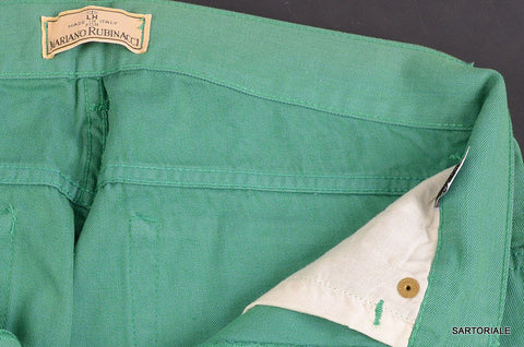 RUBINACCI Napoli Solid Green Cotton Jeans Pants NEW Straight Classic Fit - SARTORIALE - 10