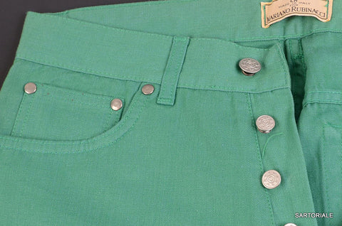 RUBINACCI Napoli Solid Green Cotton Jeans Pants NEW Straight Classic Fit - SARTORIALE - 8