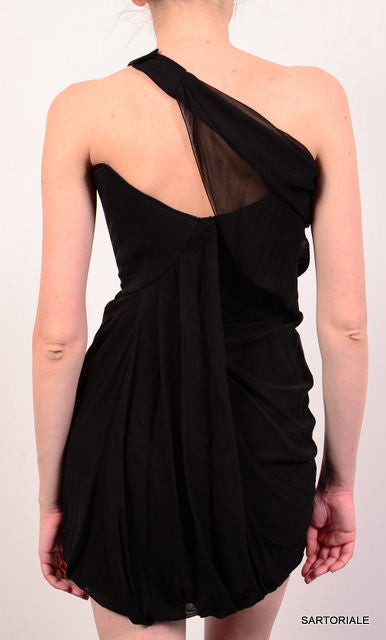 JASMINE DI MILO Universe Black Silk Off-Shoulder Dress EU 38 NEW US 6 / S - SARTORIALE - 3