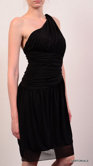 VERA WANG Black One Shoulder Warp Dress EU 38 NEW US 4